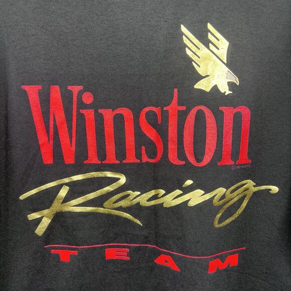 Winston Racing Vintage Pocket-Tee T-Shirt Black Single Stitch Size XL 90s - Picture 8 of 11
